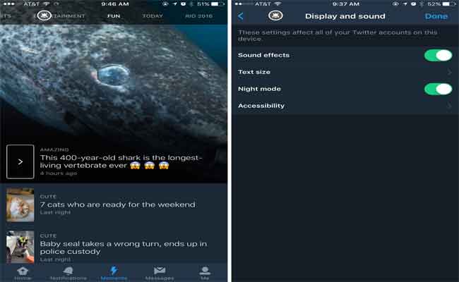 الوضع الليلي لتويتر متاح الآن على نظام iOS أيضا