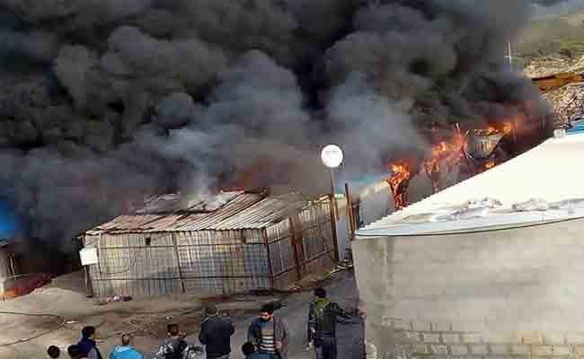 نشوب حريق مهول بقاعدة حياة في المدية