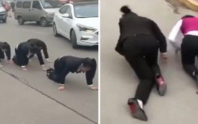 شركة عاقبت موظفيها بإجبارهم على الزحف في الشارع