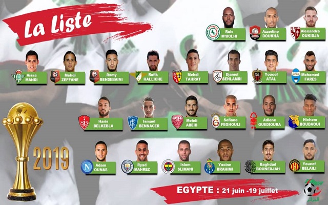 قائمة الخضر في كأس إفريقيا...