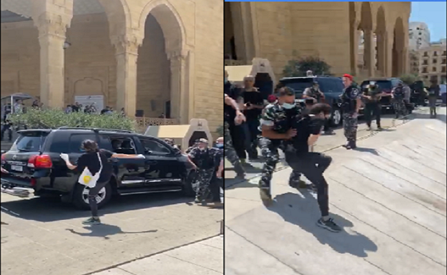 في وسط بيروت محتجون يعترضون موكب 