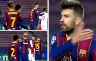 شجار بين بيكيه وغريزمان خلال مباراة برشلونة وسان جيرمان...
