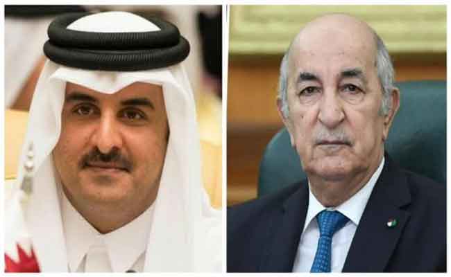 رئيس الجمهورية تبون يتلقى مكالمة هاتفية من أمير دولة قطر