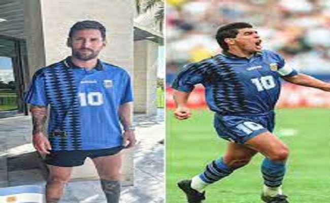 ميسي يعيد ارتداء قميص مارادونا مع الأرجنتين في كأس العالم 94...