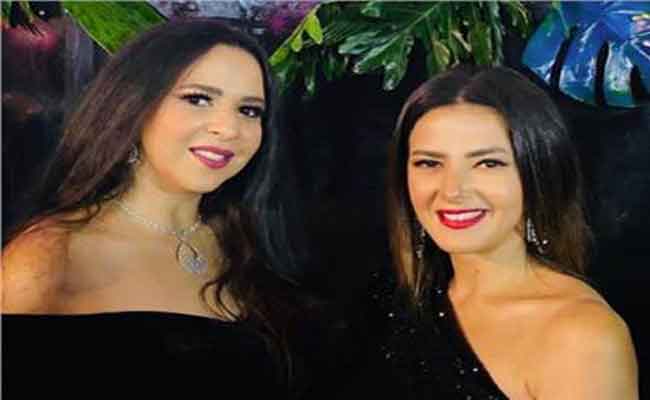 إيمي سمير غانم تفاجئ شقيقتها دنيا في كواليس 