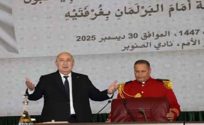 تبون يلقي خطابا للأمة أمام نواب البرلمان بغرفتيه